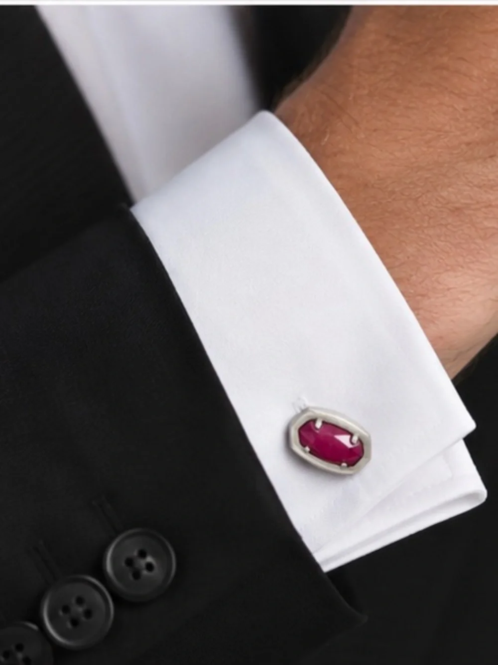 NWT [Kendra Scott] Elijah Faceted Red w/ Vintage Silver Tone Cufflinks — RARE!